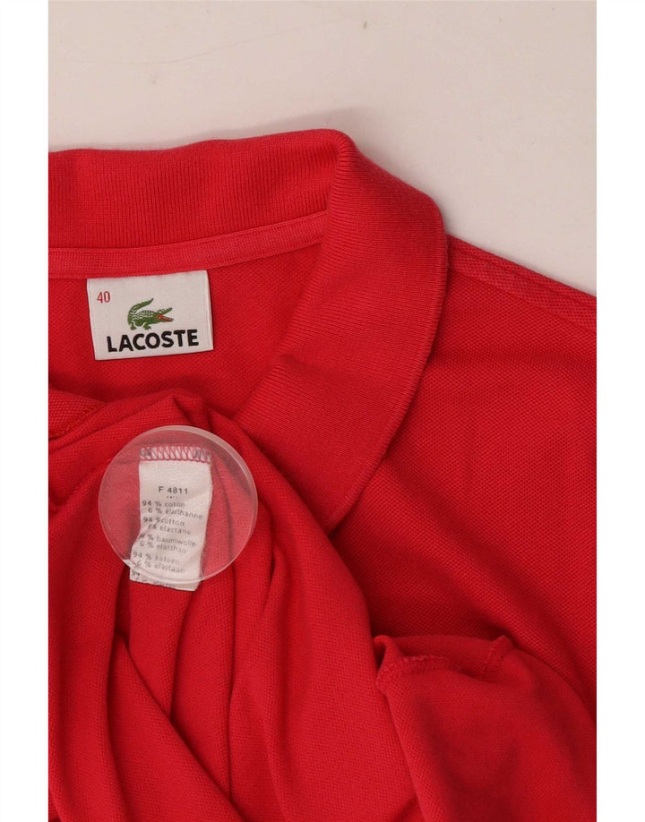 Lacoste camisa polo feminina de manga curta tamanho 40 médio algodão vermelho