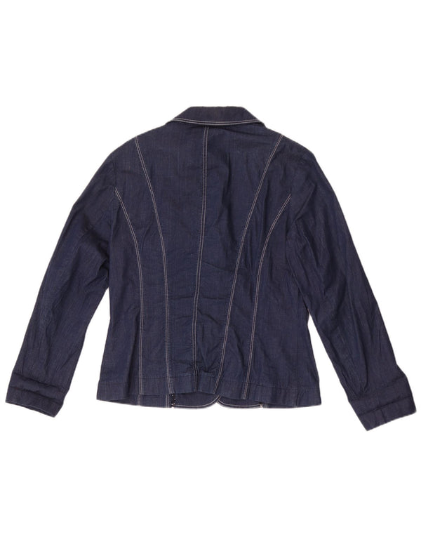 Jaqueta blazer feminina Conrad com 3 botões jeans EUA 8 azul marinho médio