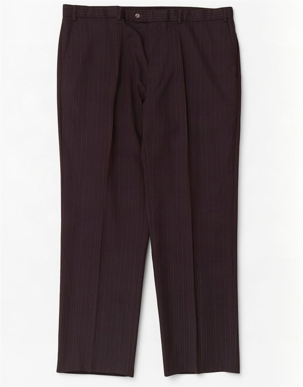 Calça masculina de terno reto Marks & Spencer W42 L33 risca de giz azul marinho