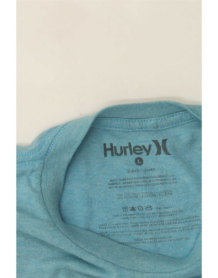 Hurley Camiseta masculina gráfica top grande algodão azul