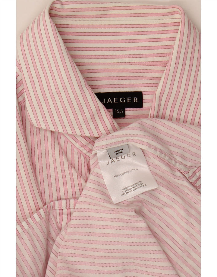 Camisa formal masculina JAEGER tamanho 15 1/2 algodão listrado rosa médio