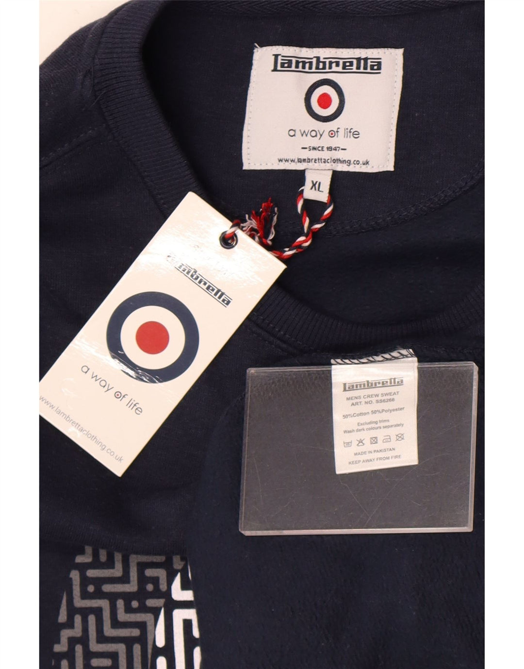 Lambretta Mens Graphic Moletom Jumper XL Azul Marinho Algodão