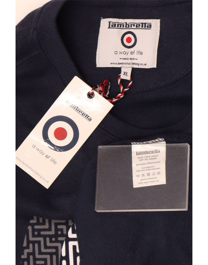 Lambretta Mens Graphic Moletom Jumper XL Azul Marinho Algodão
