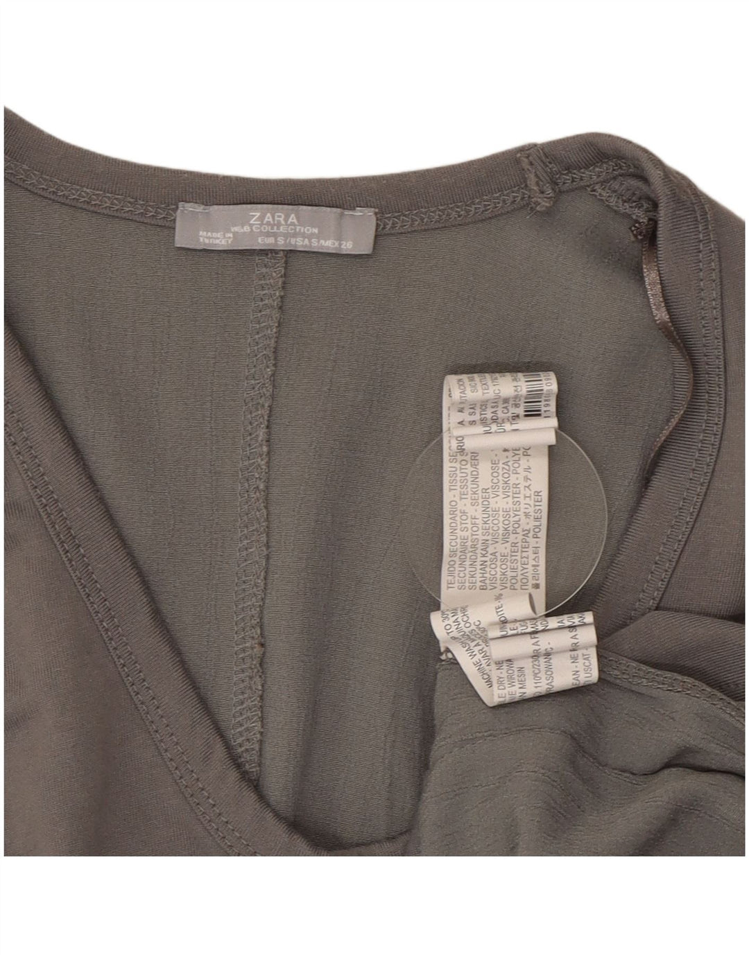 Blusa assimétrica feminina Zara Top UK 10 viscose cinza pequena