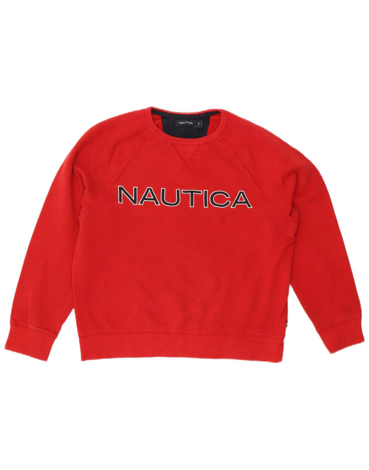 Moletom gráfico masculino Nautica Jumper médio algodão vermelho