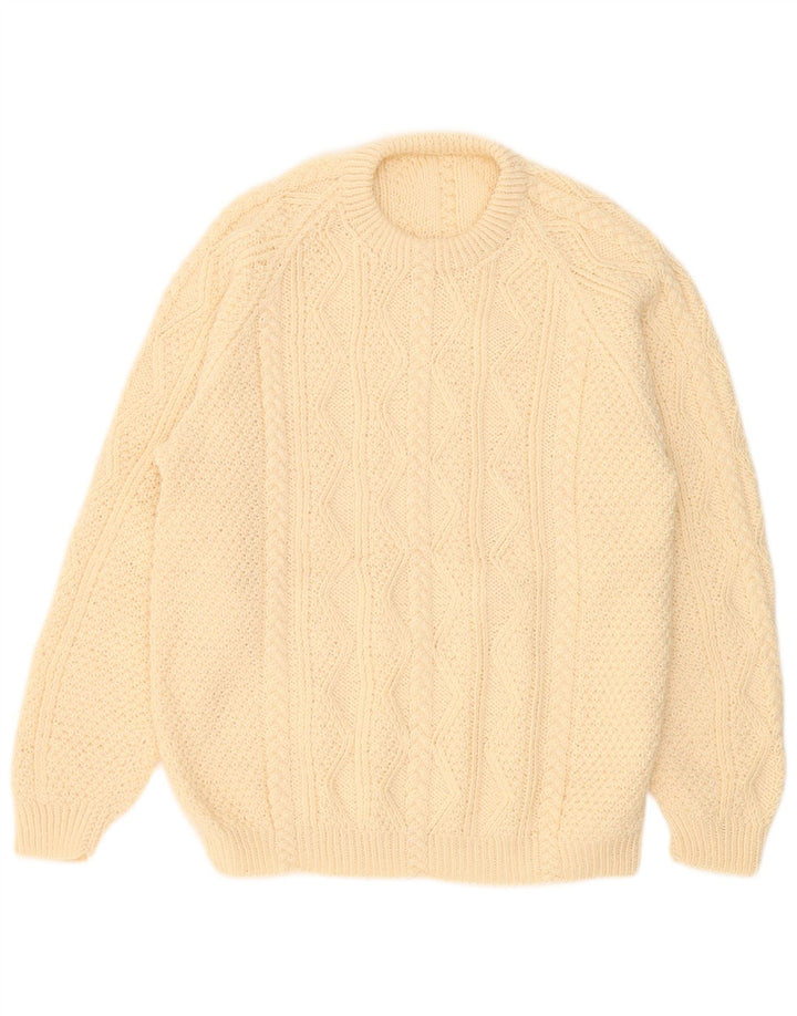 Suéter vintage masculino com gola redonda 2XL bege