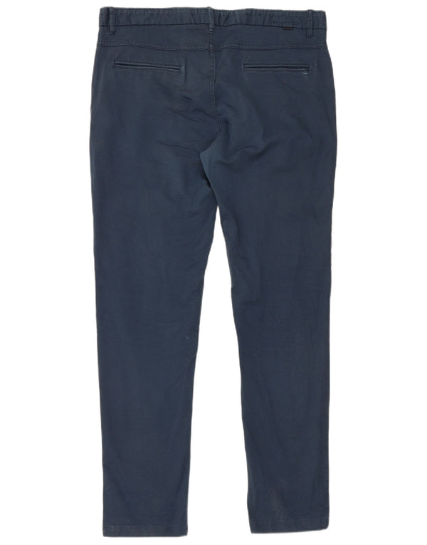 Zara Mens Slim Chino Calças EU 48 XL W38 L32 Azul Algodão