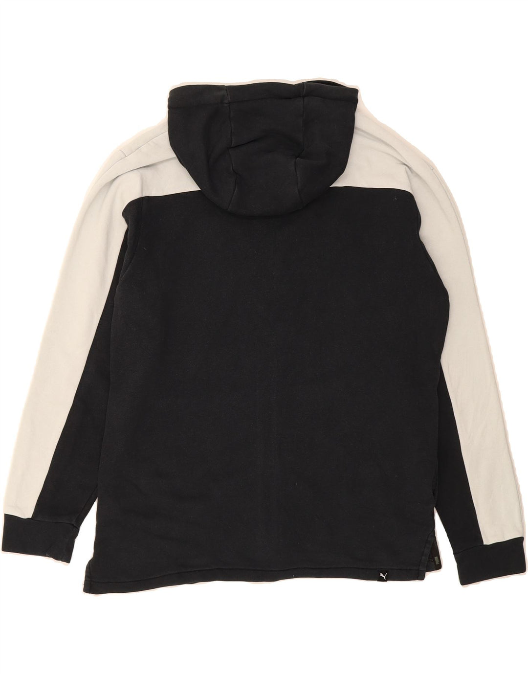PUMA Mens Loose Fit Zip Hoodie Sweater Small Black Colourblock Cotton Vintage Puma and Second-Hand Puma from Messina Hembry 