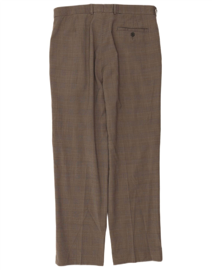 Calça masculina Marks & Spencer com pegged terno W34 L30 Bege Houndstooth