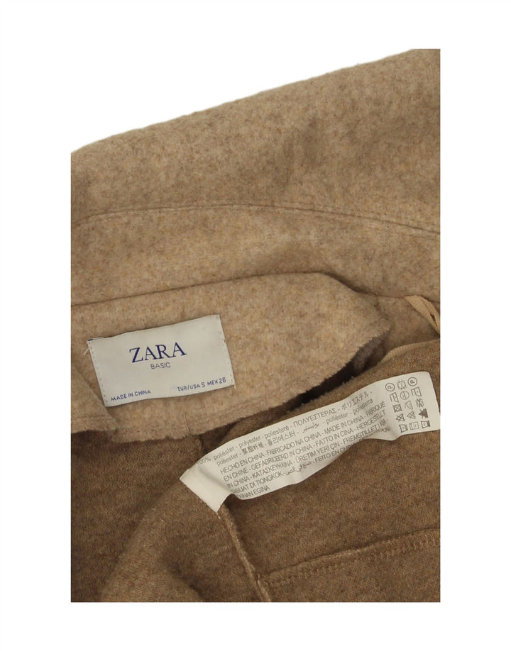 Sobretudo aberto oversized feminino Zara UK 10 pequeno poliéster bege