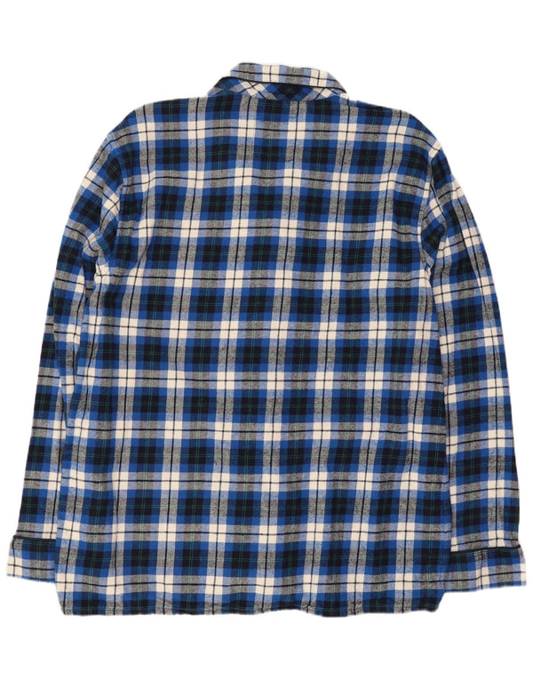 Camisa masculina de flanela Crew Clothing XL azul marinho algodão xadrez