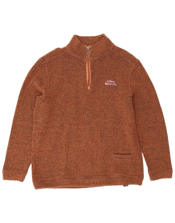 Weird Fish Mens moletom com zíper e gola em jumper médio marrom acrílico