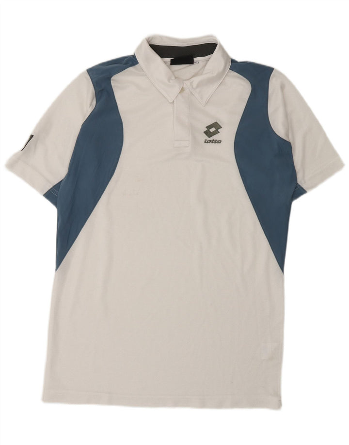 Camisa polo masculina LOTTO XL branca em poliéster colorido