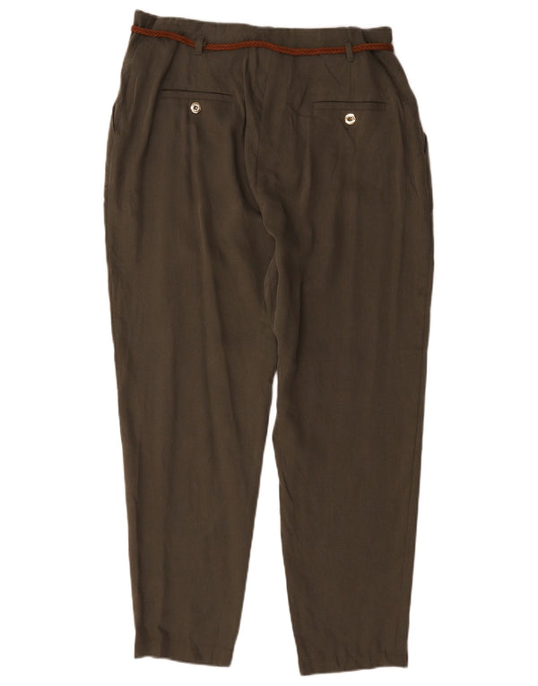 Calça chino feminina Marks & Spencer de cintura alta Reino Unido 16 grande W32 L26 cáqui