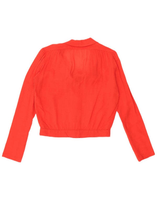 Blusa feminina VINTAGE com gravata frontal transparente Reino Unido 16 grande vermelha