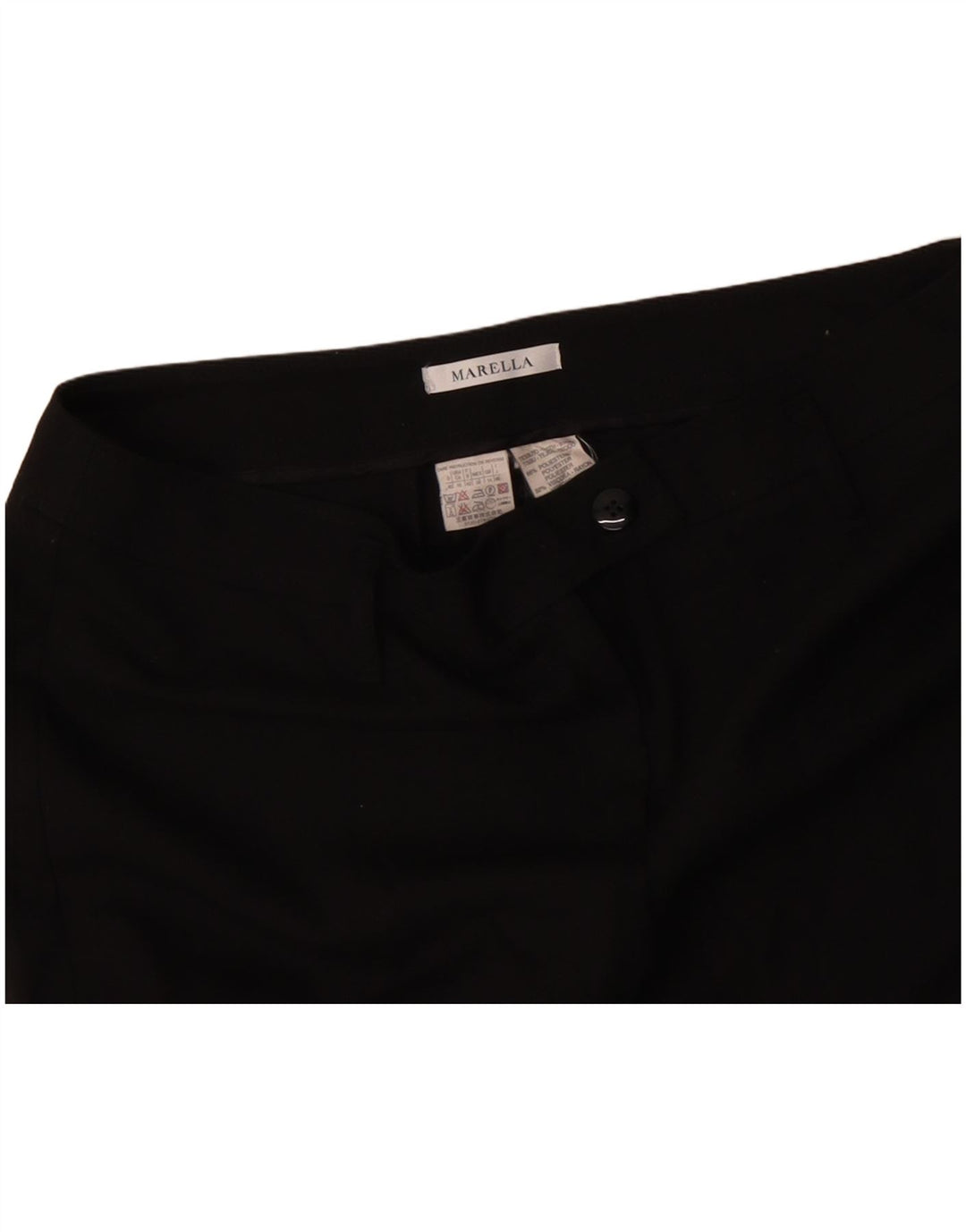 Calça feminina MARELLA de terno reto UK 14 grande W34 L28 poliéster preto