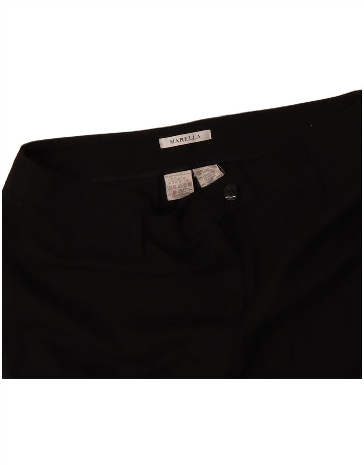 Calça feminina MARELLA de terno reto UK 14 grande W34 L28 poliéster preto