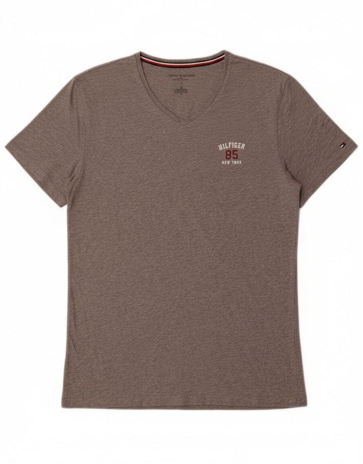 Camiseta masculina TOMMY HILFIGER grande algodão cinza