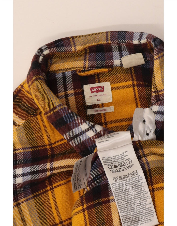 Camisa masculina de flanela Levi's Standard Fit XL algodão xadrez amarelo