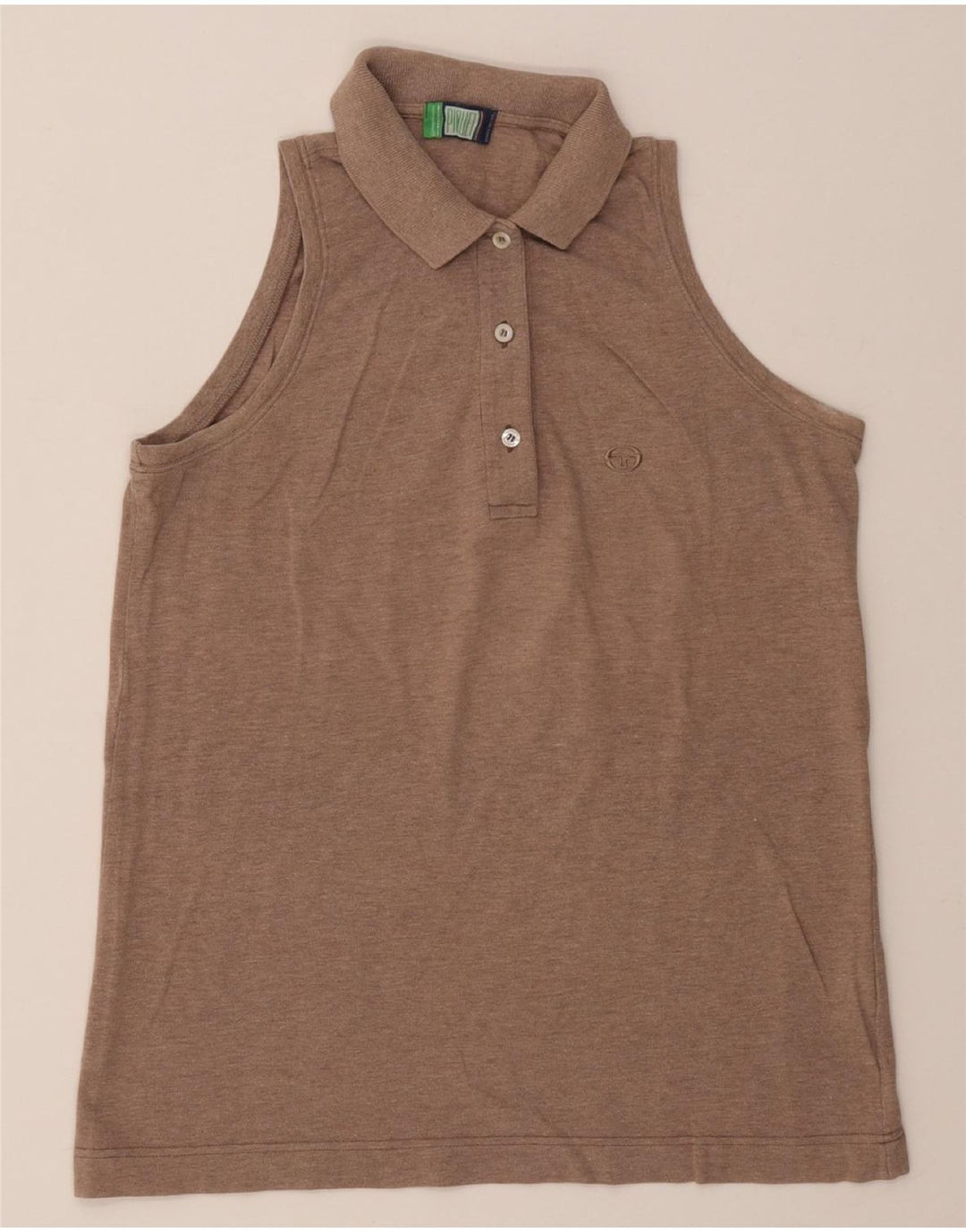 SERGIO TACCHINI Womens Sleeveless Polo Shirt IT 46 Large Brown Cotton Vintage Sergio Tacchini and Second-Hand Sergio Tacchini from Messina Hembry 