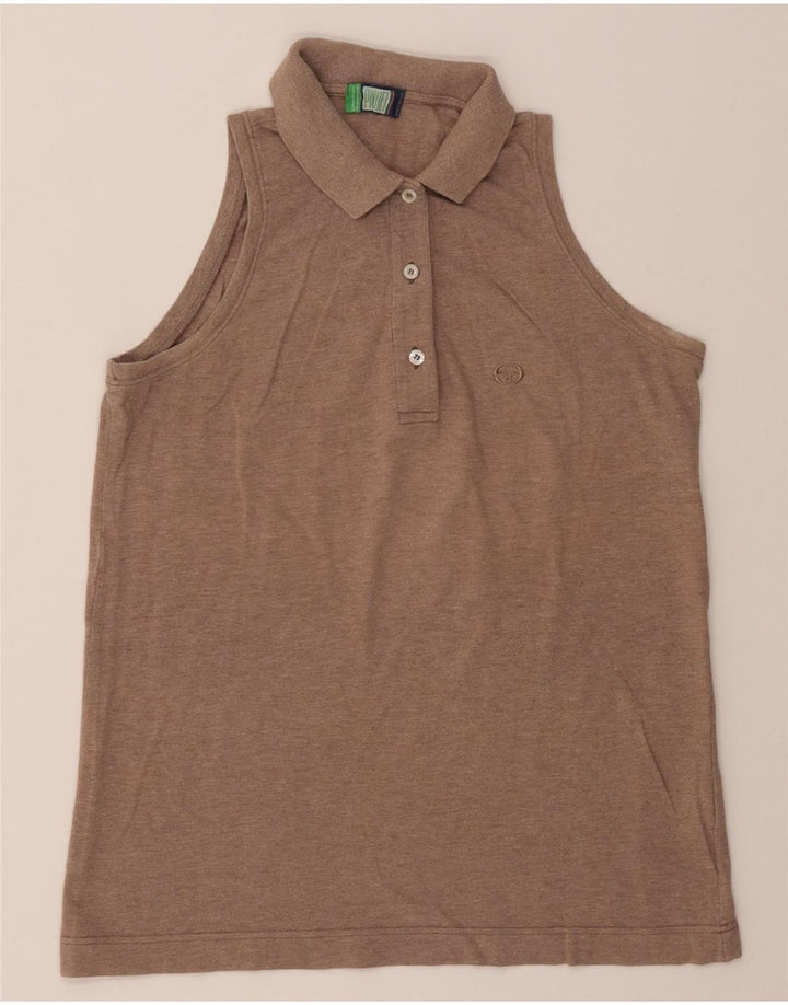 SERGIO TACCHINI Womens Sleeveless Polo Shirt IT 46 Large Brown Cotton Vintage Sergio Tacchini and Second-Hand Sergio Tacchini from Messina Hembry 