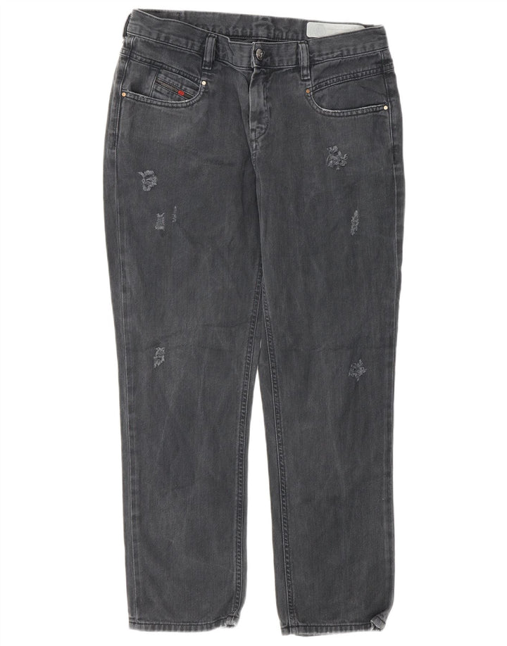 Diesel Womens Belthy-Ankle Distressed Slim Straight Jeans W29 L27 Cinza