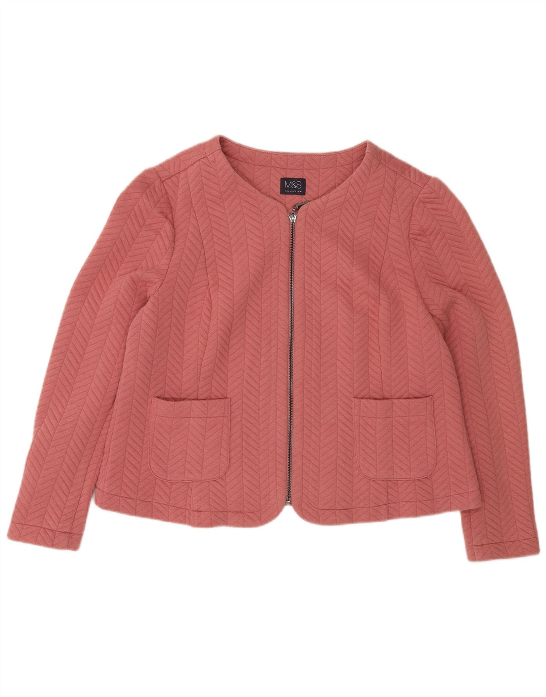 Jaqueta blazer feminina Marks & Spencer com zíper completo Reino Unido 20 2XL poliéster rosa