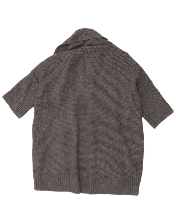 Suéter cardigã feminino de manga curta Massimo Dutti Reino Unido 18 XL lã cinza