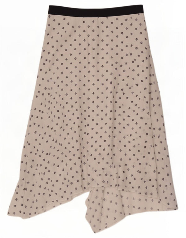 Saia assimétrica feminina Marks & Spencer Reino Unido 12 médio W30 branco floral