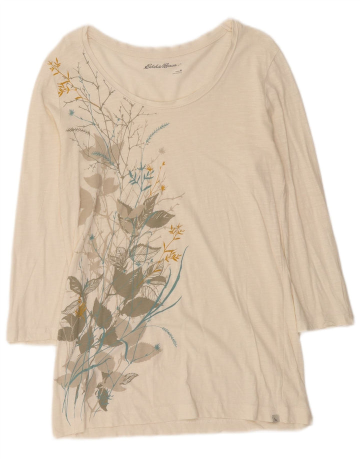 Túnica feminina Eddie Bauer UK 12 médio off white floral