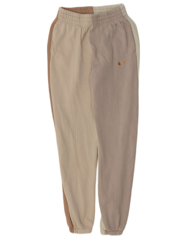 Calça de treino feminina Nike Joggers UK 4 XS Bege Colourblock Algodão