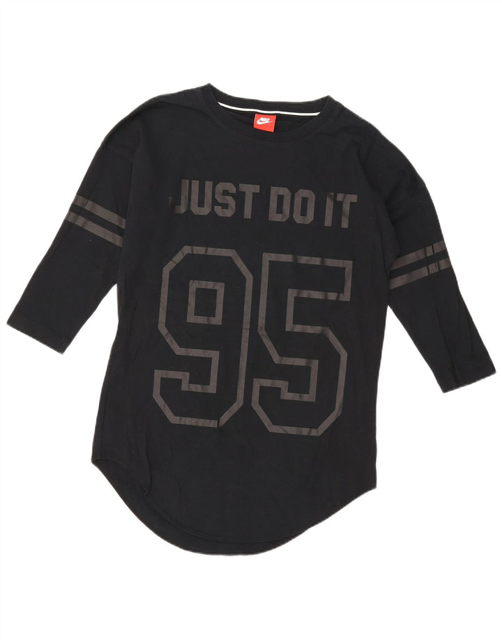 Top gráfico masculino Nike manga 3/4 pequeno algodão preto