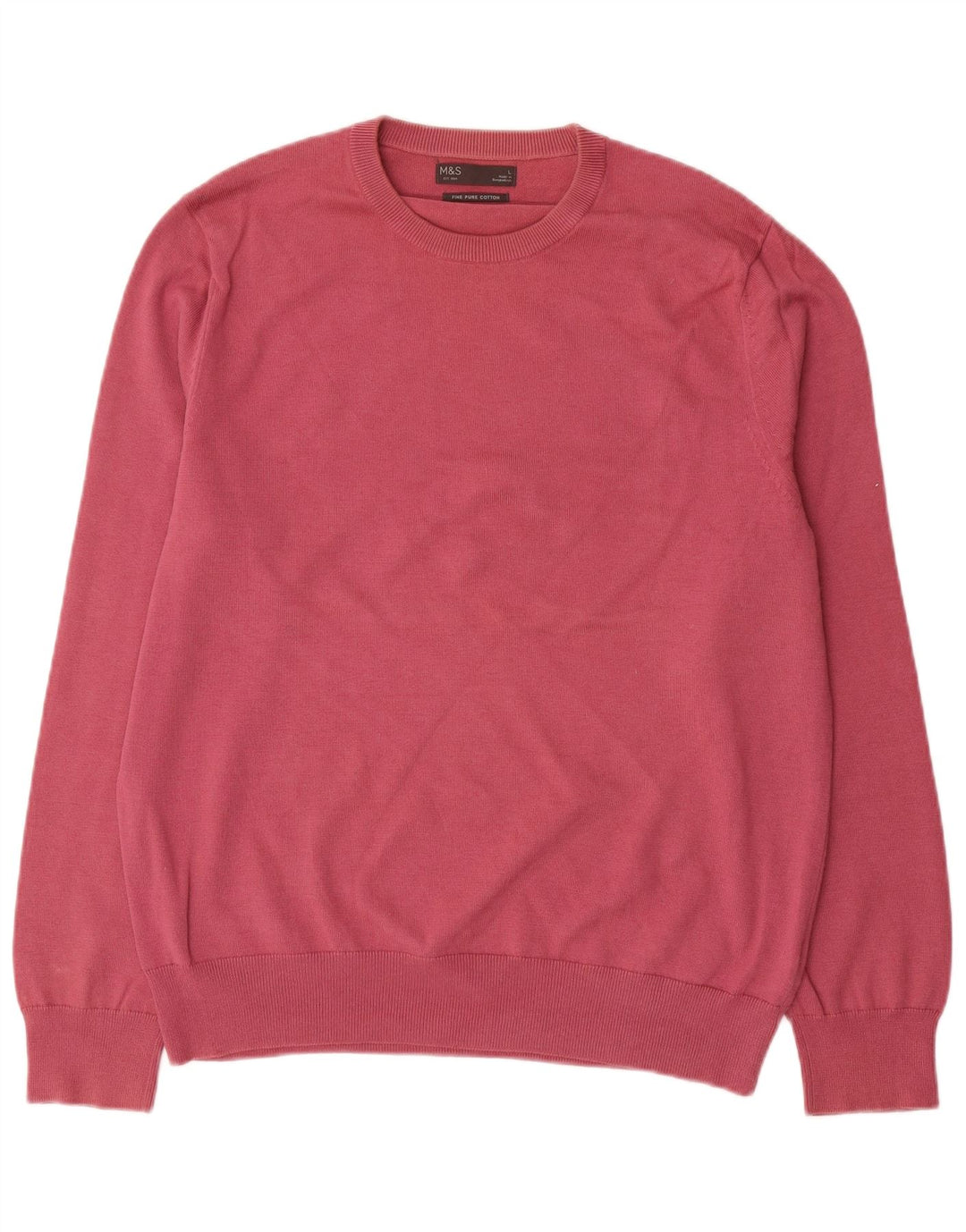 Suéter masculino Marks & Spencer com gola redonda, grande algodão vermelho