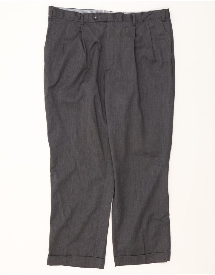 Calça masculina IZOD Pegged Suit W38 L29 Lã Cinza