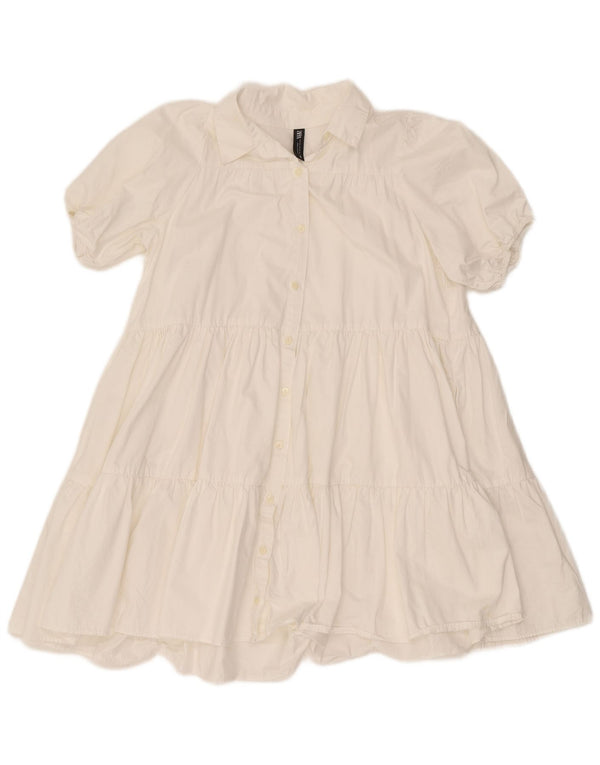 Vestido túnica feminino de mangas curtas Zara Reino Unido 6 XS algodão branco