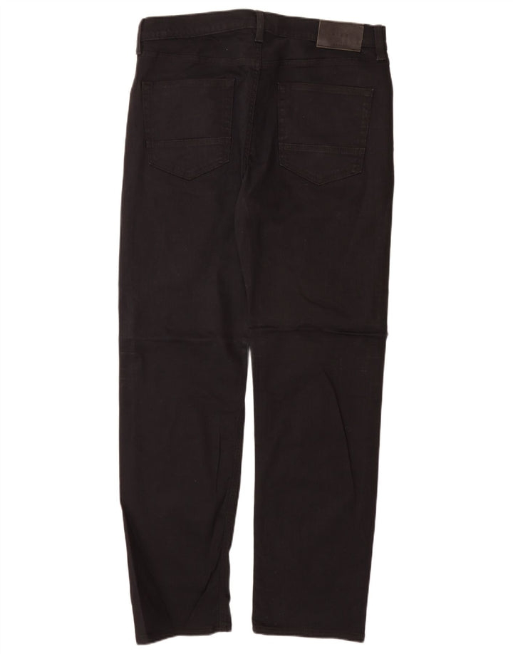 Calça jeans reta regular masculina Marks & Spencer W34 L31 algodão preto