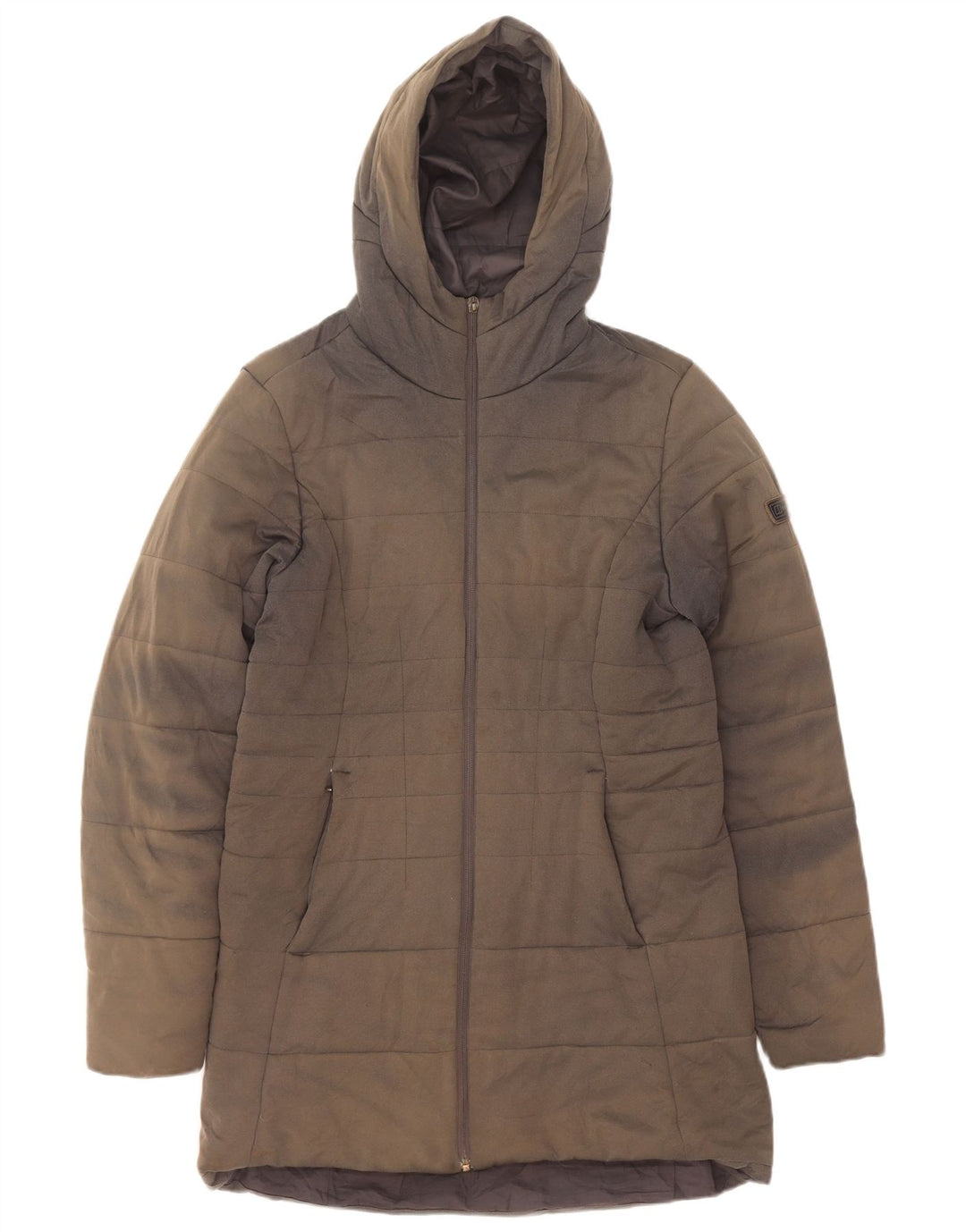 Casaco acolchoado com capuz feminino Berghaus UK 14 grande poliéster cinza