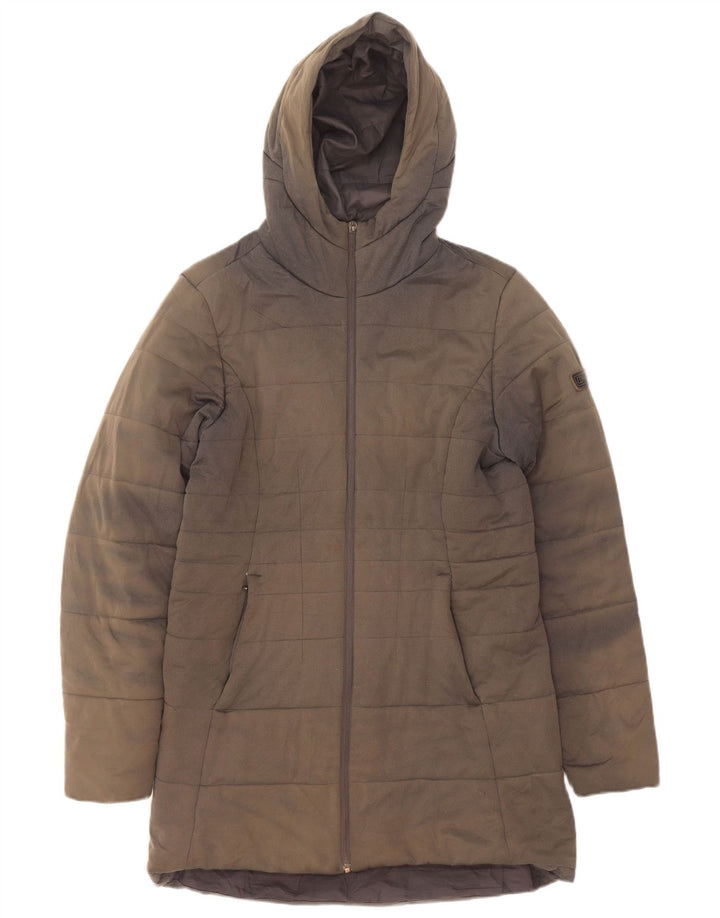Casaco acolchoado com capuz feminino Berghaus UK 14 grande poliéster cinza