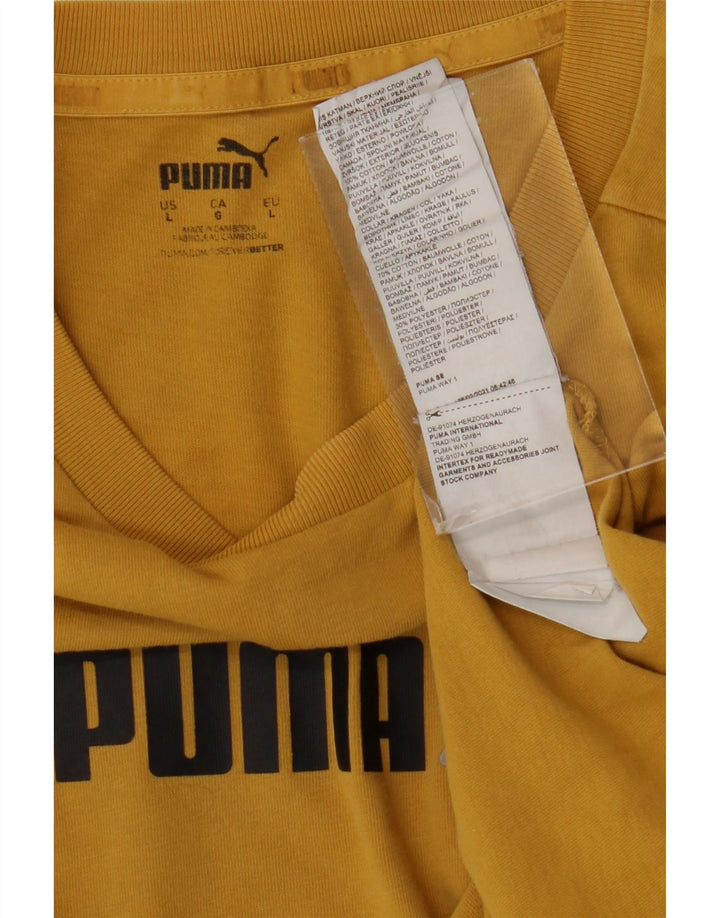 Puma Mens Graphic T-Shirt Top Grande Algodão Amarelo