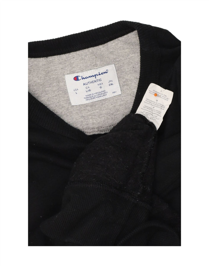 CHAMPION Mens Sweatshirt Jumper Large Black Cotton