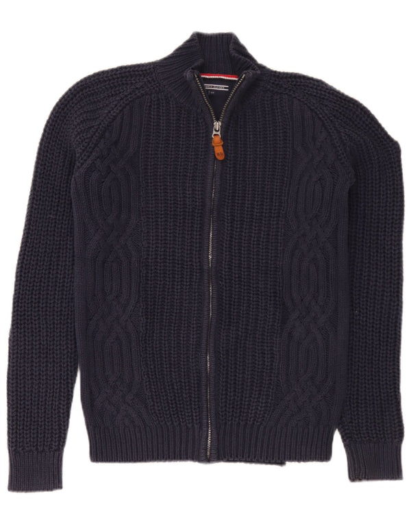 Suéter cardigã masculino Tommy Hilfiger 13-14 anos algodão azul marinho