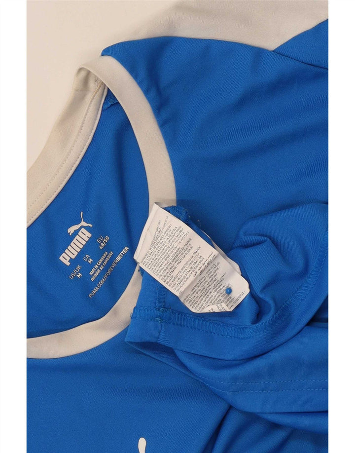 Camiseta masculina Puma Top médio azul colorblock poliéster