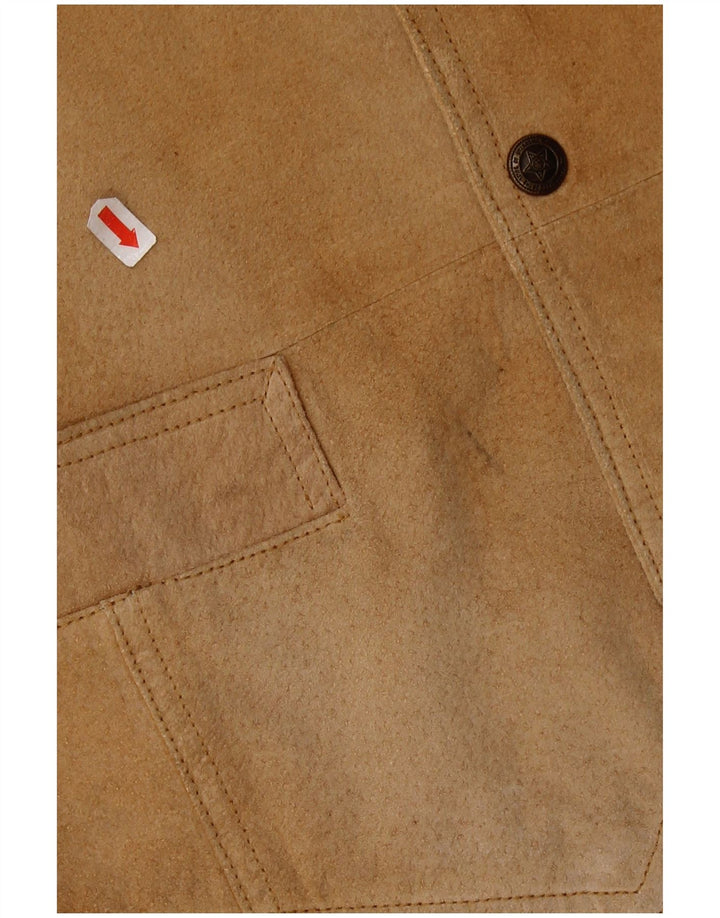 Colete masculino de camurça VINTAGE IT 44 XS couro marrom