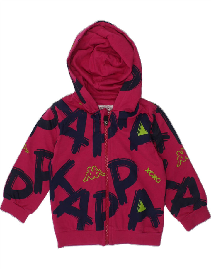 KAPPA Baby Girls Graphic Zip Hoodie Sweater 18-24 Months Pink Cotton Vintage Kappa and Second-Hand Kappa from Messina Hembry 