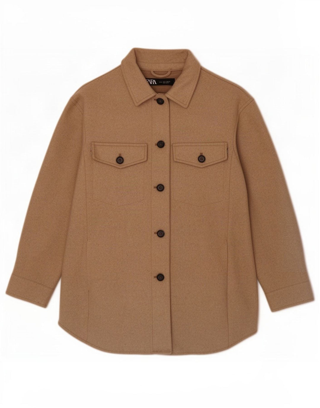 Zara Womens Shacket Oversized Jacket UK 10 Pequeno Poliéster Marrom