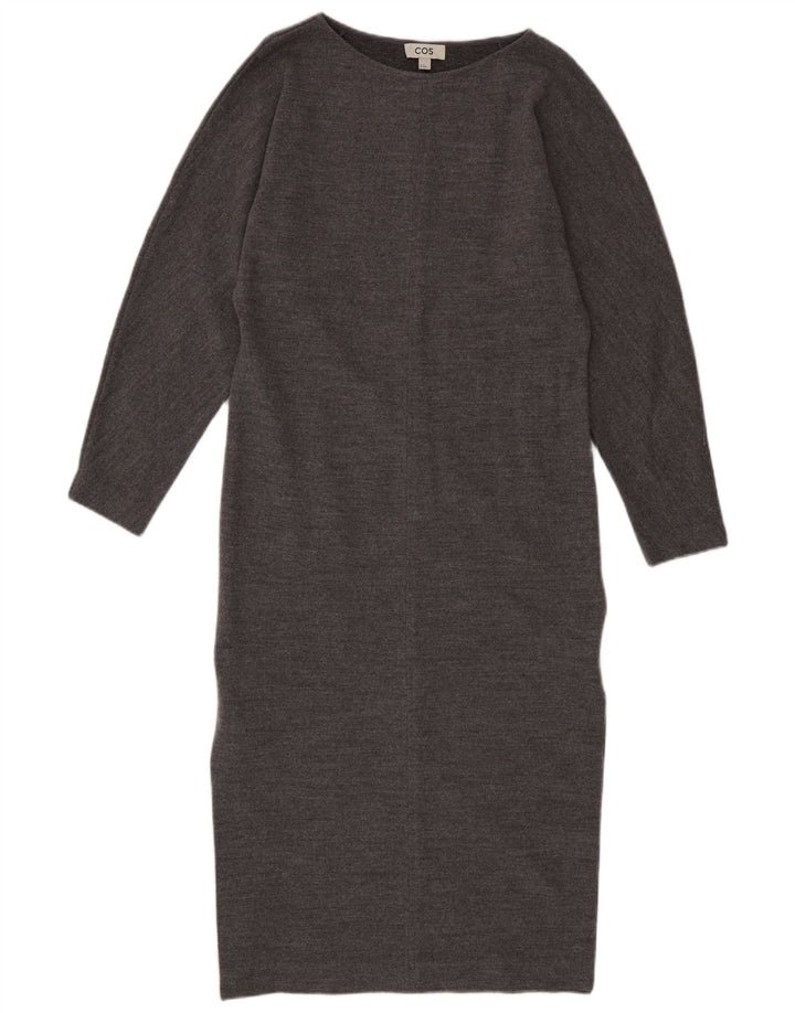 Cos vestido feminino de manga comprida UK 10 pequeno lã cinza