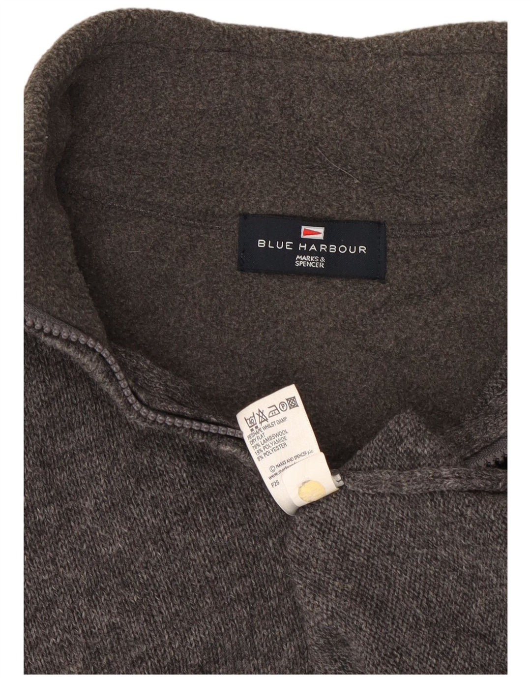 Suéter masculino Marks & Spencer Blue Harbor com zíper e gola pequena cinza