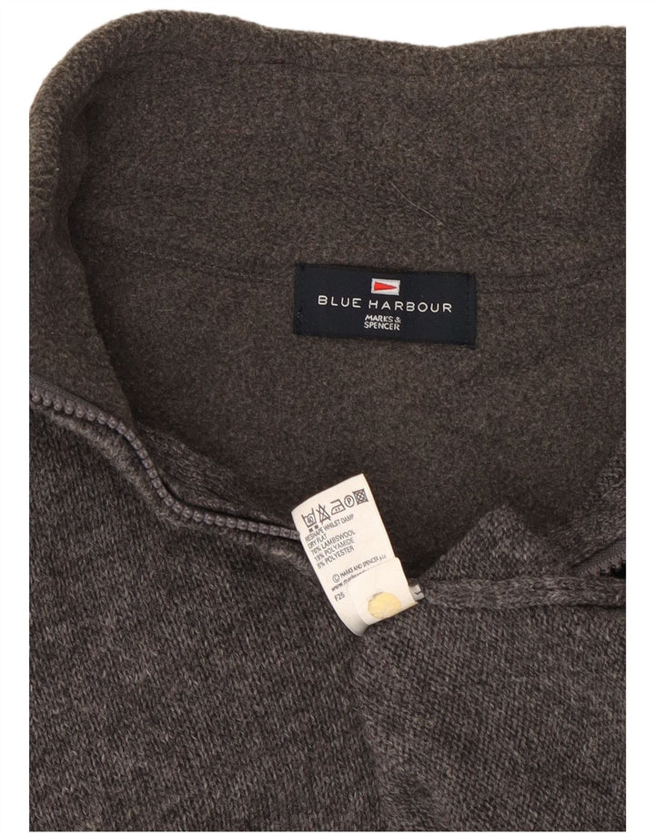 Suéter masculino Marks & Spencer Blue Harbor com zíper e gola pequena cinza