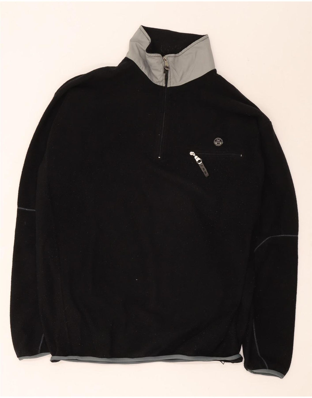 Suéter masculino North Sails com zíper e gola em lã XL preto colorblock poliéster
