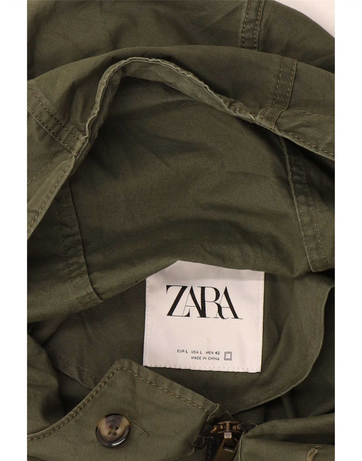 Jaqueta Parka masculina Zara com capuz Reino Unido 40 Grande Caqui